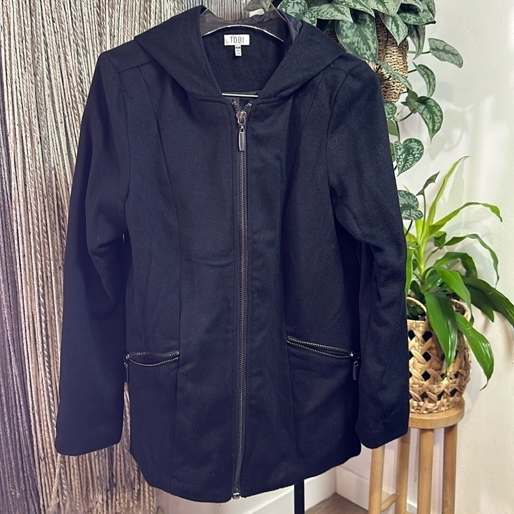 TOBI Black Wool Blend Coat
